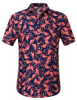 SSLR Hawaii Hemd Männer, Kurzarm Herren Hawaii Shirts Button Down für Urlaub, Reisen & Zuhause Regular Fit (Dunkelblau,Large) von SSLR