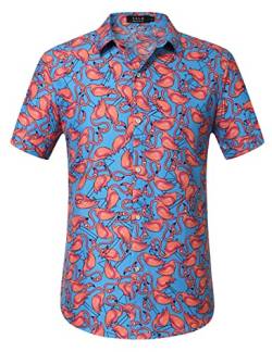 SSLR Hawaii Hemd Männer, Kurzarm Herren Hawaii Shirts Button Down für Urlaub, Reisen & Zuhause Regular Fit (Hell Blau,Large) von SSLR