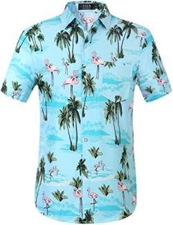 SSLR Hawaii Hemd Männer, Kurzarm Herren Hawaii Shirts Button Down für Urlaub, Reisen & Zuhause Regular Fit (Large, Blau) von SSLR