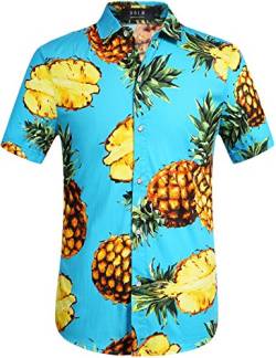 SSLR Herren Hawaii Hemd Männer Kurzarm Regulär fit Sommer Floral Gedruckt Hawaiihemd (Large, Himmelblau) von SSLR