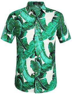 SSLR Herren Hawaii Hemd Männer Kurzarm Regulär fit Sommer Floral Gedruckt Hawaiihemd (X-Large, Grün) von SSLR