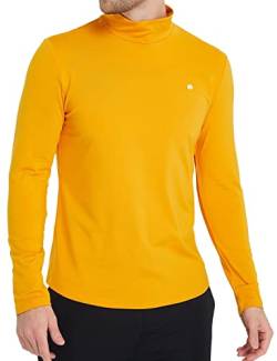 SSLR Herren Thermo Pullover Rollkragen Thermounterwäsche Basic Fleece Langarmshirt Rollkragenpullover für Männer Winter Warm Rollkragenshirt (Small, Gelb) von SSLR