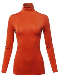 SSOULM Damen Slim Leicht Langarm Pullover Rollkragen Shirt Top mit Plus Size - Rot - Groß von SSOULM