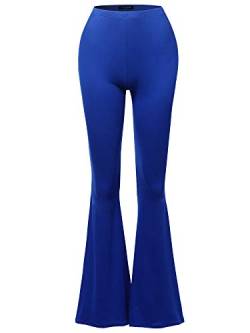 SSOULM Damen Stretch-Hose, weites Bein, hohe Taille, Glöckchenhose, mit Übergröße - Blau - Groß von SSOULM