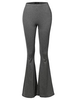 SSOULM Damen Stretch Weite Bein Hohe Taille Bell Bottom Flare Hose mit Übergröße - Grau - X-Groß von SSOULM