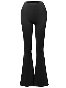 SSOULM Damen Stretch Weite Bein Hohe Taille Bell Bottom Flare Hose mit Übergröße - Schwarz - Klein von SSOULM