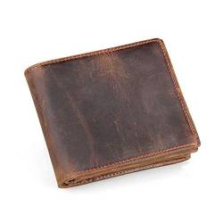 SSWERWEQ Brieftasche Herren 100% hochwertiger echtes Leder Luxus Männer Geldbörsen, kurzer Art-Mann-Geldbeutel, (Color : 8056R Coffee) von SSWERWEQ