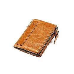 SSWERWEQ Brieftasche Herren Echte Leder männer Brieftasche Vintage brieftaschen für männer multifunktionale doppelreißverschluss münze geldbörse RFID Kartenhalter (Color : Coffee) von SSWERWEQ