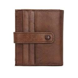 SSWERWEQ Brieftasche Herren Kurzer erste Schicht Ölwachs Rindswaffe Brieftasche Schnalle Frauen Leder Brieftasche Geldbörse (Color : Dark Brown) von SSWERWEQ