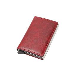 SSWERWEQ Brieftasche Herren Männer Geldbörse PU. Leder Kurze Brieftaschen Männliche multifunktionale männliche Geldbörse Münze Taschenkartenhalter (Color : Red) von SSWERWEQ