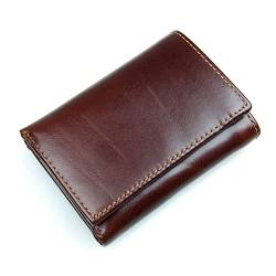 SSWERWEQ Brieftasche Herren Retro Brieftasche Brieftasche Leder Brieftasche Stil Kurze Brieftasche Casual Clutch Münze Geldbörse Herren Tasche (Color : Chocolate) von SSWERWEQ