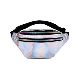 SSWERWEQ Crossbody Bag Frauen Silber-Beutel-Spielraum Glänzend Waist Taschen Mode-Mädchen-Rosa-Hip Bag (Color : 1) von SSWERWEQ