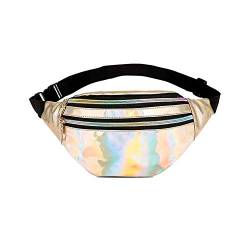 SSWERWEQ Crossbody Bag Frauen Silber-Beutel-Spielraum Glänzend Waist Taschen Mode-Mädchen-Rosa-Hip Bag (Color : 3) von SSWERWEQ