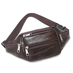 SSWERWEQ Crossbody Bag Gürteltasche aus Leder für Herren, kleine Umhängetasche (Color : Chrome) von SSWERWEQ