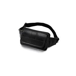 SSWERWEQ Crossbody Bag Herren Taille Tasche Leder Männliche Fanny Pack Herren Gürtel Tasche Für Mann Gürtel Beutel Telefon Hüfte Bumbe Bags Gürtel Reisen Taille Packungen (Color : Black) von SSWERWEQ