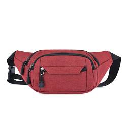 SSWERWEQ Crossbody Bag Men Waist Bag Pack Men Wallet Purse Handbag Phone Belt Bag Pouch Canvas Sports Waterproof Bag Fanny Banana Bag for Women (Color : Red) von SSWERWEQ