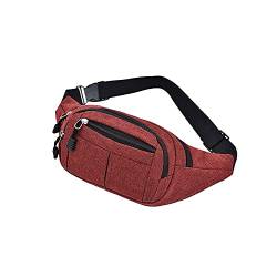 SSWERWEQ Crossbody Bag Taille Tasche für Männer, Oxford Tuch Wasserabweisende Handy Aufbewahrungstasche, sportlicher und lässiger Kreuzkörper-Brusttasche für Frauen (Color : Red) von SSWERWEQ