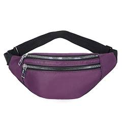 SSWERWEQ Crossbody Bag Travel Shoulder Purse Belt BagWomen Waist Bag Men Belt Pouch Female Banana Bag Waterproof Phone Bag (Color : Purple) von SSWERWEQ