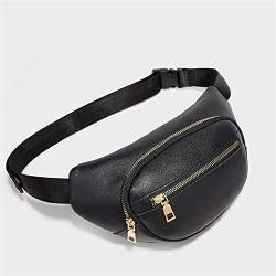 SSWERWEQ Crossbody Bag Women Waist Bag Chest Bag PU Leather Crossbody Messenger Shoulder Banana Bags Multifunction Belt Waist Pack (Color : Black) von SSWERWEQ