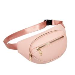 SSWERWEQ Crossbody Bag Women Waist Bag Chest Bag PU Leather Crossbody Messenger Shoulder Banana Bags Multifunction Belt Waist Pack (Color : Pink) von SSWERWEQ