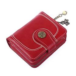 SSWERWEQ Geldbeutel Damen Frauen Brieftasche Brieftasche Wachste Leder Münze Geldbörse Frauen Quasten Kartenhalter Münze Tasche Frauen Geldbörse (Color : Red) von SSWERWEQ