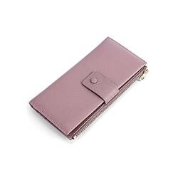 SSWERWEQ Geldbeutel Damen Lange Multi-Karten-Bit Frauen Geldbörse Echtes Leder Damen Reißverschluss Geldbörse Cowhide Card Brieftaschen (Color : Pink) von SSWERWEQ