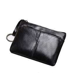 SSWERWEQ Geldbeutel Damen Mini Geldbörse for Männer Brieftasche Frauen Echtes Leder Reißverschluss Vintage Kurze Dame Kleine dünne weibliche Frauen Brieftasche männlich dünn (Color : Black) von SSWERWEQ