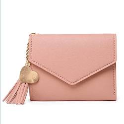 SSWERWEQ Geldbeutel Damen Short Tassel Wallet Women Fashion Purse Female Mini Wallets New Korean Lovely Purse Female Small Wallet for (Color : Pink) von SSWERWEQ