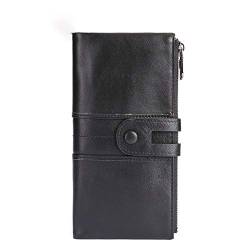 SSWERWEQ Geldbeutel Damen Wallets, Damen Geldbörse, Brieftasche Magnetisch, Multi-Card-Bit-Brieftasche, Doppel-Reißverschluss Mappe (Color : Black) von SSWERWEQ
