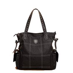SSWERWEQ Handtasche Große Kapazitätstasche Damen Schwarz Leder Handtasche Einfache und elegante Damen Umhängetasche Frauen Leder Handtasche von SSWERWEQ