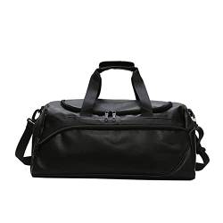 SSWERWEQ Handtasche Mens Mode Plaid Reisetasche Vielseitige Frauen Duffle Weekend Bag Nylon Umhängetaschen Große Handtasche Tragen Sie die Fitness schwarz (Color : Black, Size : M) von SSWERWEQ
