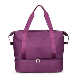 SSWERWEQ Handtasche Sport Gym Fitness Trockene nasse Trennung Yoga Bag Reise Handtaschen for Schuhe Frauen Die Schulter SAC de Sport Gepäck Duffle (Color : Purple) von SSWERWEQ