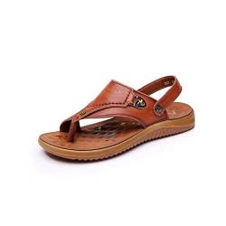SSWERWEQ Herren Sandalen Summer Men Sandals Beach Microfiber Leather Casual Flip-flop Men Beach Shoes Comfortable Male Outdoor Sandals (Color : Bruin, Size : 43 EU) von SSWERWEQ