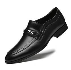 SSWERWEQ Herrenschuhe Large Size Luxury Brand Business Men Dress Shoes Genuine Leather Formal Men Shoes Moccasins Oxford Shoes for Men Flats Shoes (Color : Black, Size : 38 EU) von SSWERWEQ