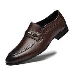 SSWERWEQ Herrenschuhe Large Size Luxury Brand Business Men Dress Shoes Genuine Leather Formal Men Shoes Moccasins Oxford Shoes for Men Flats Shoes (Color : Bruin, Size : 41 EU) von SSWERWEQ