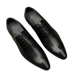 SSWERWEQ Herrenschuhe Luxury Fashion Men Dress Shoes Oxford Shoes for Men Wedding Formal Style Man Shoe Business Designer Genuine Leather Men Shoes (Color : Black, Size : 42 EU) von SSWERWEQ