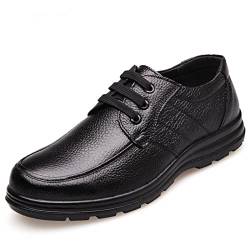 SSWERWEQ Herrenschuhe Men's Patent Leather Toe Cap Soft Non-Slip Rubber Loafers Men's Casual Genuine Leather Shoes Size (Color : Black, Size : 40 EU) von SSWERWEQ