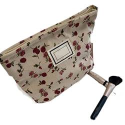 SSWERWEQ Kosmetikbeutel Corduroy Embroidery Cosmetic Bag Clutch Bag Large Organizer Bag Pouch Women Cute Toiletry Beauty Case von SSWERWEQ