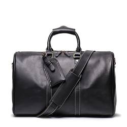SSWERWEQ Reisetaschen Herren Rindsleder Kurzstrecken-Tragehandgepäck Taschen Weekend Fitness Large Travel Duffle Bag Messenger Bags (Color : Black) von SSWERWEQ