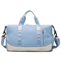 SSWERWEQ Reisetaschen Sporttasche Damen Training Fitness Reise Seesack Handtasche Nylon Yogamatte Sporttasche mit Schuhfach für Damen Herren (Color : Blue) von SSWERWEQ