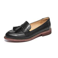 SSWERWEQ Schuhe für Damen Tassel Casual Shoes Women's Pointed Women's Flat Shoes (Color : Black, Size : 36 EU) von SSWERWEQ