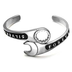 Mode Persönlichkeit Retro Englisch Schraubenschlüssel Armband Offene Männer Rock Punk Titan Stahl Armband Schmuck Geschenk von STANG