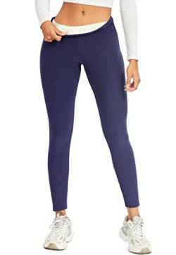 STARBILD Blickdicht Fleece Leggings mit Tasche für Damen, Warm Winter Thermo Hose Fitnesshose Gefütterte, F8410-bleu XL von STARBILD