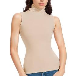 STARBILD Damen Shirt Top Rollkragen Ärmelloses Top Unterziehrolli Sleeveless Einfarbiges Tshirt Vier Jahreszeiten Elegant Tops Farbe S von STARBILD