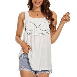 STARBILD Damen Undershirt, Tank Top mit BH-Hemd, Basic Tank Tops Square Neck, Underwired Bra, Sleeveless Shirts Top Weiß L von STARBILD