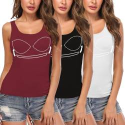 STARBILD Damen Unterhemd BH-Hemd Basic U-Ausschnitt Eingebauter BH Bügelloser Gepolstert Tank Tops von STARBILD