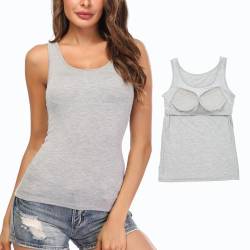 STARBILD Damen Unterhemd BH-Hemd Basic U-Ausschnitt Eingebauter BH Bügelloser Gepolstert Tank Tops von STARBILD