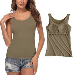 STARBILD Damen unterhemden & BH-Hemden mit Eingebauter Cups Tank Tops, Olivgrün S von STARBILD