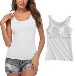 STARBILD Damen unterhemden & BH-Hemden mit Eingebauter Cups Tank Tops, Weiß S von STARBILD
