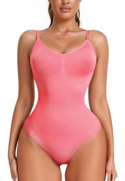 STARBILD Formend Body für Damen, Shapewear Tanga Verstellbarer Schultergurt, Bodysuits Bauchweg Sculpting, H9840 Rosa XS von STARBILD